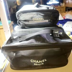 CHANEL Beauté Black Mesh 2- Piece Travel Pouch Set GWP